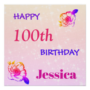 Personalisiertes Frohes 100. Geburtstag Poster