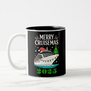 Personalisiertes Frohes Cruisemas Kreuzfahrtschiff Zweifarbige Tasse
