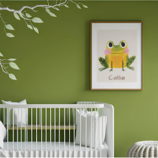 Personalisiertes Frosch-Kinderzimmer Namens-Wandku Poster