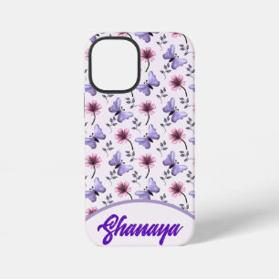 Personalisiertes Frühlings-Schmetterling-Blumenges iPhone 12 Mini Hülle