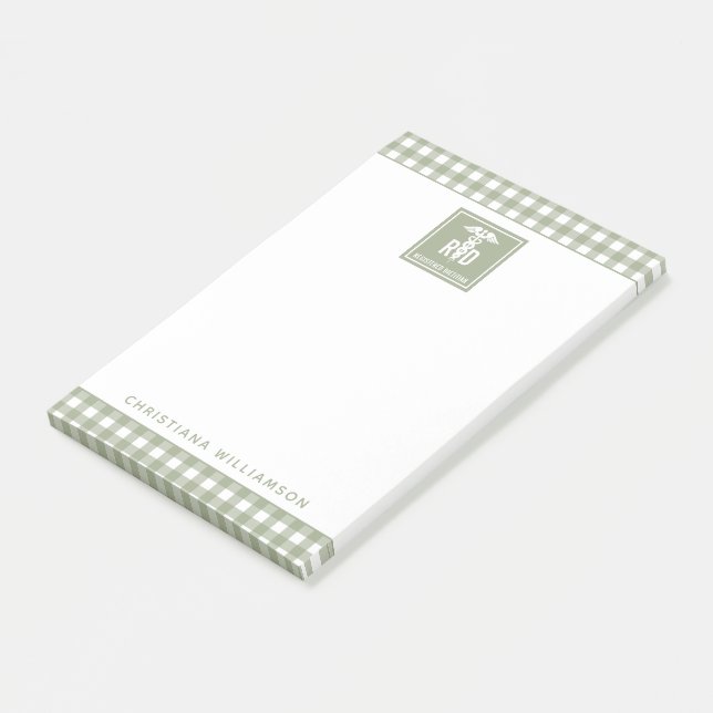 Personalisiertes FuE-Register Kariertes Muster Post-it Klebezettel (angewinkelt)