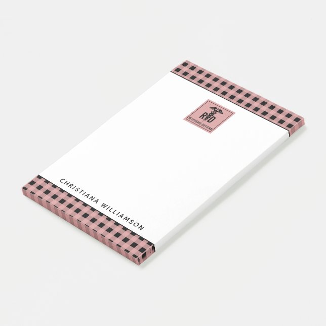 Personalisiertes FuE-Register Kariertes Muster Post-it Klebezettel (angewinkelt)