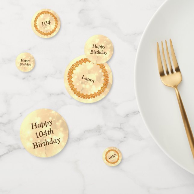 Personalisiertes funkelnd Gold Happy 104. Geburtst Konfetti (Gruppe)