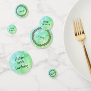 Personalisiertes funkelnd Grün zum 90. Geburtstag Konfetti