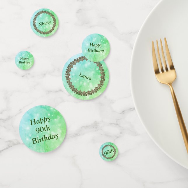 Personalisiertes funkelnd Grün zum 90. Geburtstag Konfetti (Gruppe)