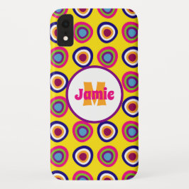 Personalisiertes Funky Circles-Muster auf Gelb Case-Mate iPhone Hülle