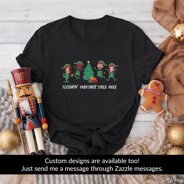 Personalisiertes Funny Face Foto Weihnachtself T-Shirt (Von Creator hochgeladen)
