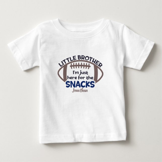 Personalisiertes Funny Here for Snacks Football Baby T-shirt (Vorderseite)