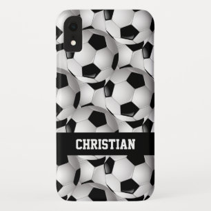 Personalisiertes Fußball-Ball-Muster Schwarz-wei iPhone XR Hülle