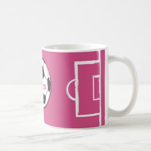 Personalisiertes Fußball-Ball-und Feld-Rosa Kaffeetasse