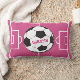 Personalisiertes Fußball-Ball-und Feld-Rosa Lendenkissen