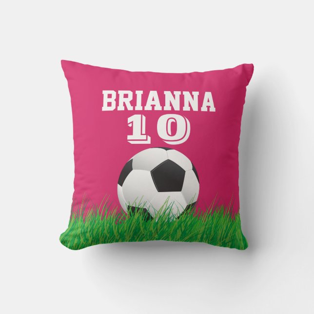 Personalisiertes Fußball-Fußball-Ball-Rosa-Kissen Kissen (Vorderseite)