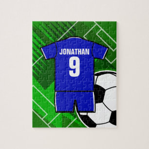 Personalisiertes Fußball-Jersey-Blau mit Weiß