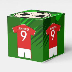 Personalisiertes Fußball-Jerseyrot und -WEISS Geschenkschachtel