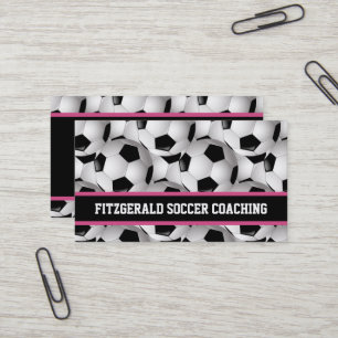 Personalisiertes Fußball-Kugelmuster Schwarz Rosa  Visitenkarte