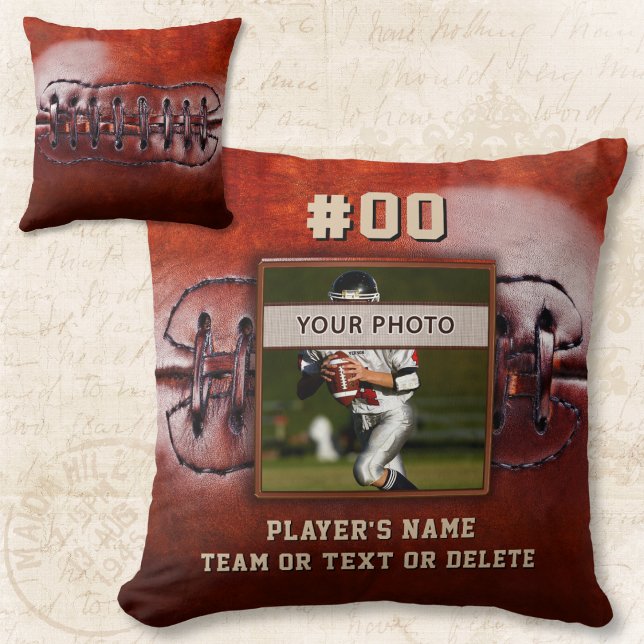 Personalisiertes Fußballkissen mit Foto Kissen (Personalized Football Pillow. Man cave football decor. Football senior gifts. Football team gifts.)