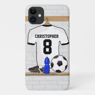 Personalisiertes Fußballtrikot Schwarz-weiß Case-Mate iPhone Hülle