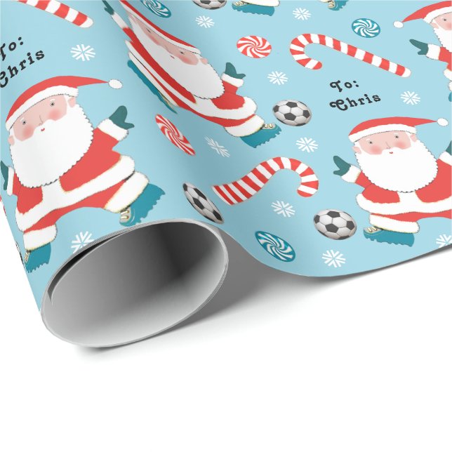 Personalisiertes Fußballweihnachtsgeschenk Geschenkpapier (Rolleneckpunkt)