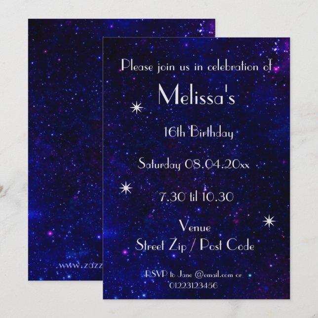 Personalisiertes Galaxy-Party Einladung (Vorne/Hinten)