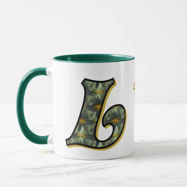 Personalisiertes Gänseblümchen-Monogramm Anfangsbu Tasse (Links)