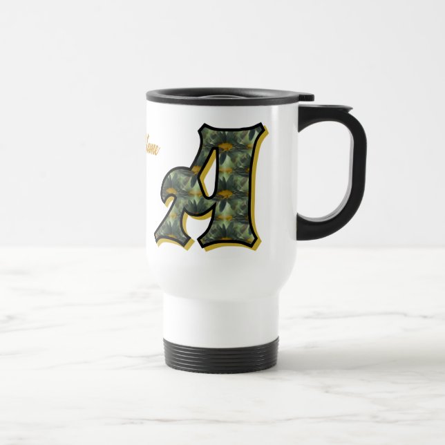 Personalisiertes Gänseblümchen-Monogramm Initiale  Reisebecher (Rechts)