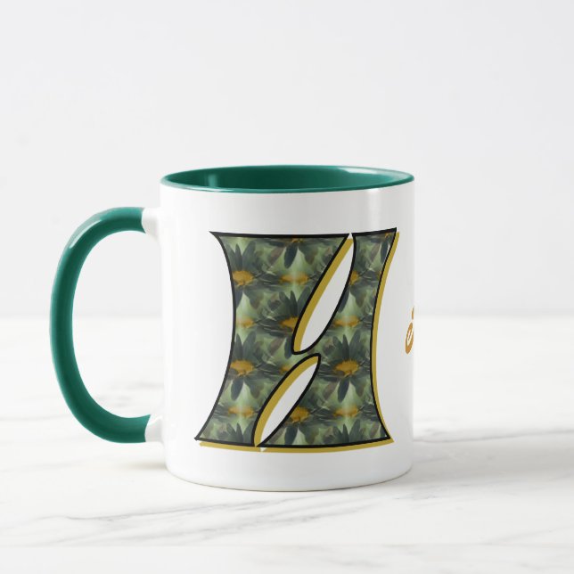 Personalisiertes Gänseblümchen-Monogramm Initiale  Tasse (Links)