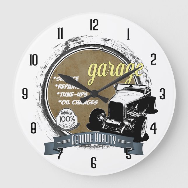 Personalisiertes Garagenzeichen Große Wanduhr (Vorderseite)