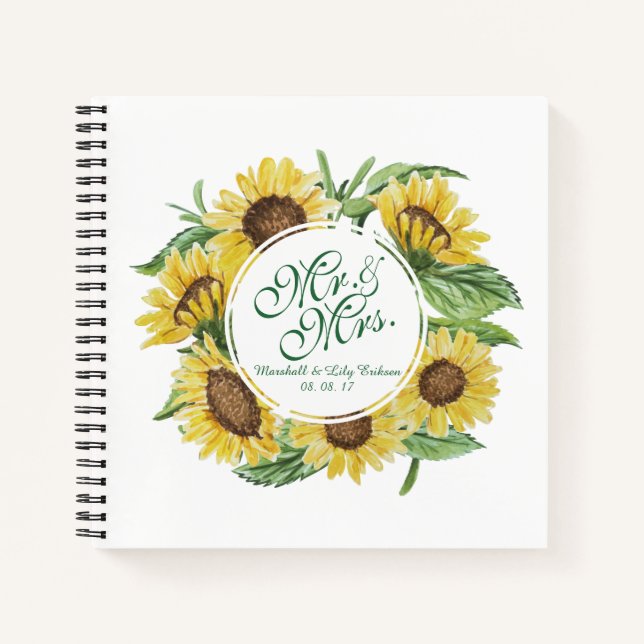 Personalisiertes Gästebuch für Sonnenblumen Notizbuch (Vorderseite)