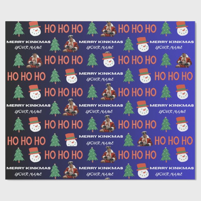 Personalisiertes Gay Leather Santa Xmas Wrapping P Geschenkpapier (Flach)