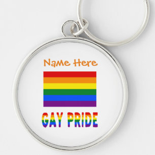 Personalisiertes Gay Pride LGBTQ Regenbogen-Rund-M Schlüsselanhänger