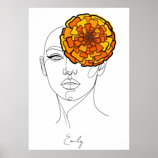 Personalisiertes Geburtsblumenporträt Oktober Poster (Vorne)