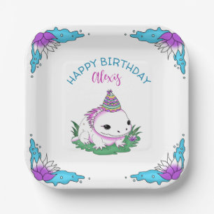 Personalisiertes Geburtstagskind Axolotl Themed Pappteller