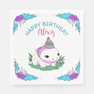 Personalisiertes Geburtstagskind Axolotl Themed Serviette