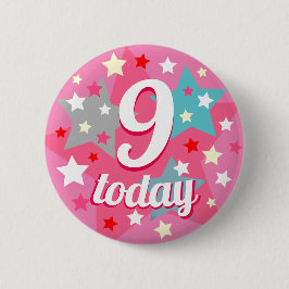 Personalisiertes Geburtstagskind jeden Alters Rosa Button