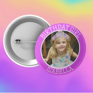 Personalisiertes Geburtstagskind Name und Foto Button