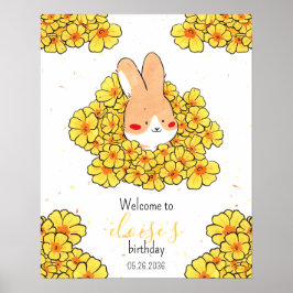 Personalisiertes Geburtstagsplakat Hase Blumen Poster