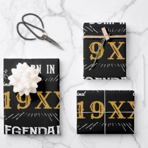 Personalisiertes Geburtstagsreturo Vintag Monogram Geschenkpapier Set