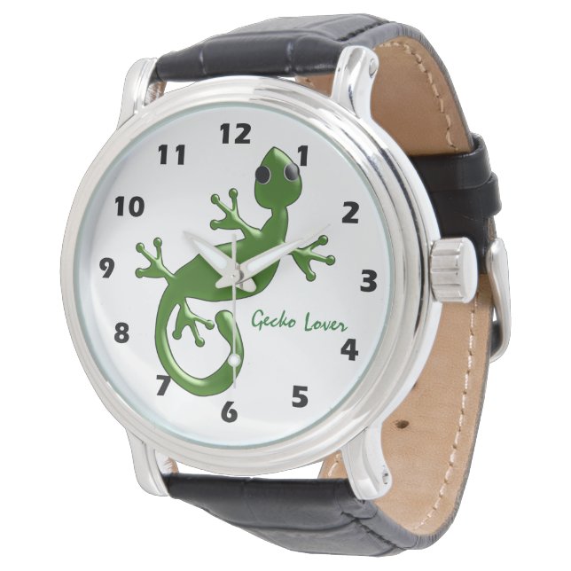 Personalisiertes Gecko-Design Armbanduhr (Schrägansicht)
