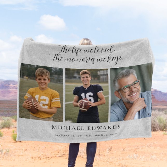 Personalisiertes Gedenken an 3 Fotos Geschenk Fleecedecke (Von Creator hochgeladen)