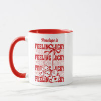 Personalisiertes Gefühl Lucky Dice Cherry Red Bow