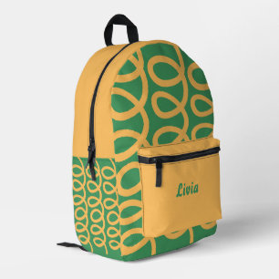 Personalisiertes Gelb/Grün Lustiges Muster Bedruckter Rucksack