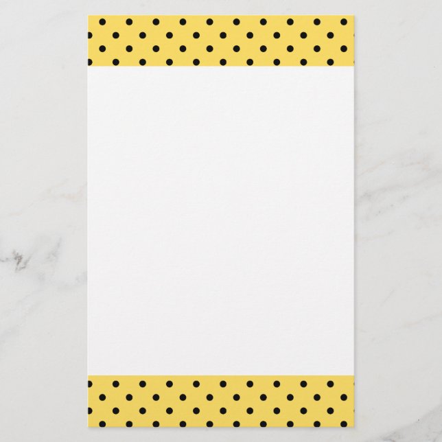 Personalisiertes Gelb- und Schwarzpolka-Punktmuste Briefpapier (Vorderseite)