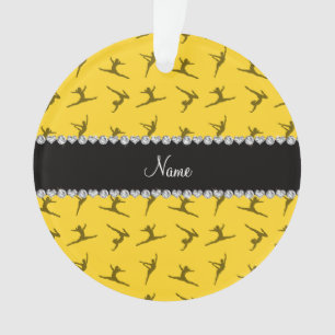 Personalisiertes gelbes Gymnastiknamensmuster Ornament