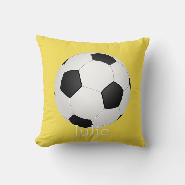 personalisiertes, gelbes Kissen für Fußball (Vorderseite)