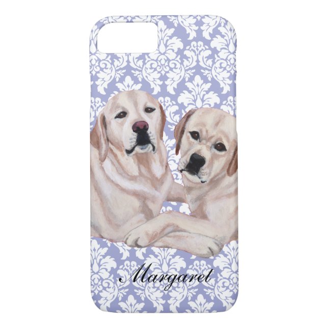 Personalisiertes gelbes Labrador-Duo Case-Mate iPhone Hülle (Rückseite)