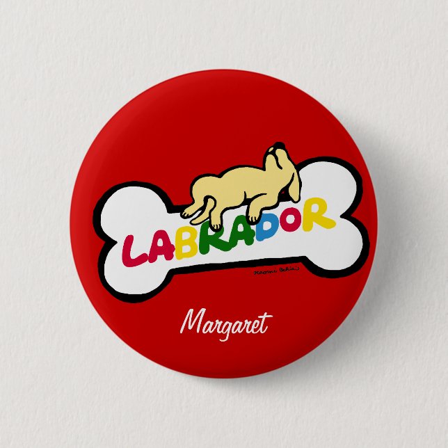 Personalisiertes gelbes Labrador mit einem vollen Button (Vorderseite)
