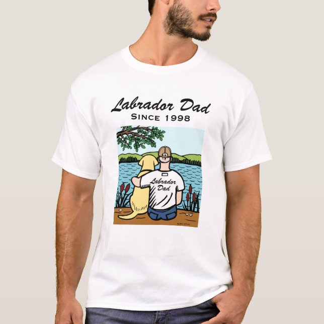 Personalisiertes gelbes Labrador und Vater T-Shirt (Vorderseite)