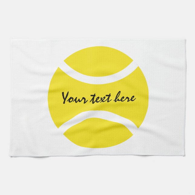 Personalisiertes gelbes Tennisball-Küchentuch Geschirrtuch (Horizontal)