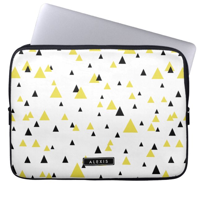 Personalisiertes gelbes und schwarzes geometrische laptopschutzhülle (Vorderseite)
