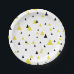 Personalisiertes gelbes und schwarzes geometrische pappteller<br><div class="desc">Moderne und stilvolle Teller mit schwarz-gelben Dreiecke. Dieser festliche Teller wird ein perfekter Akzent für jedes Party sein.</div>